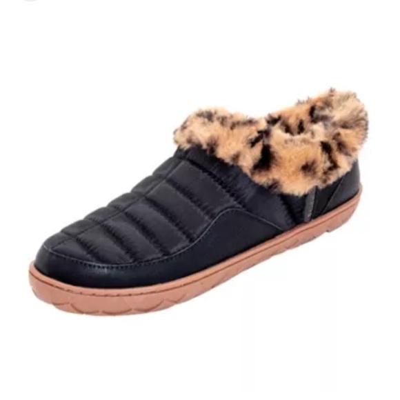 *NEW* FLOJOS LEXIE OUTDOOR SLIPPER BLACK PUFF LEOPARD FUR 11 - Picture 2 of 8